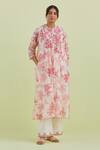 Buy_Kora_Off White Silk, Cotton, Chanderi Embroidery, Mirrors And Kantha Kurta Pant Set _Online_at_Aza_Fashions