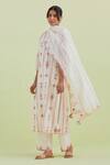 Buy_Kora_Off White Silk, Chanderi, Cotton Embroidery, Hand Block Print Kurta Pant Set _at_Aza_Fashions