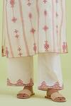 Kora_Off White Silk, Chanderi, Cotton Embroidery, Hand Block Print Kurta Pant Set _Online_at_Aza_Fashions