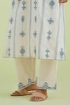 Buy_Kora_Off White Kurta Silk Chanderi Hand Block Printed Floral Embroidered Pant Set _Online_at_Aza_Fashions