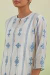 Buy_Kora_Off White Kurta Silk Chanderi Hand Block Printed Floral Embroidered Pant Set 
