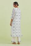 Shop_Kora_Off White Kurta Silk Chanderi Hand Block Printed Floral Embroidered Pant Set _at_Aza_Fashions