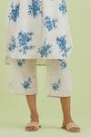Kora_Off White Silk, Cotton, Chanderi Embroidery, Mirrors Floral Print Kurta Pant Set _Online_at_Aza_Fashions