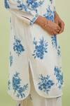 Buy_Kora_Off White Silk, Cotton, Chanderi Embroidery, Mirrors Floral Print Kurta Pant Set 