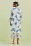 Shop_Kora_Off White Silk, Cotton, Chanderi Embroidery, Mirrors Floral Print Kurta Pant Set _at_Aza_Fashions