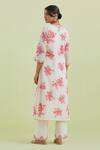 Shop_Kora_Off White Silk, Chanderi, Cotton Embroidery, Floral Print Kurta Pant Set _at_Aza_Fashions