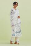 Buy_Kora_Off White Silk, Cotton, Chanderi Embroidery, Mirrors Printed Kurta Pant Set _at_Aza_Fashions