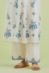 Kora_Off White Silk, Cotton, Chanderi Embroidery, Mirrors Printed Kurta Pant Set _Online_at_Aza_Fashions
