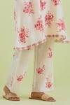 Buy_Kora_Off White Handloom Cotton, Cotton, Chanderi Floral Print Kurta Pant Set _Online_at_Aza_Fashions