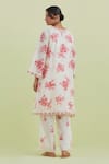 Shop_Kora_Off White Handloom Cotton, Cotton, Chanderi Floral Print Kurta Pant Set _at_Aza_Fashions