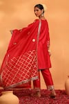 Shop_SWATI WADHWANI COUTURE_Red Chanderi Embellished Gota Pati Notched Round Rangrez Scallop Hem Kurta Set _at_Aza_Fashions