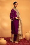 Buy_SWATI WADHWANI COUTURE_Purple Chanderi Embellished Zari Notched Round Shagun Kurta Set _Online_at_Aza_Fashions