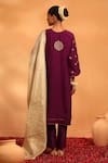 Shop_SWATI WADHWANI COUTURE_Purple Chanderi Embellished Zari Notched Round Shagun Kurta Set _at_Aza_Fashions