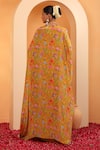 Shop_SWATI WADHWANI COUTURE_Yellow Crepe Embellished Floral Blouse Saanjh Printed Skirt Set With Cape _at_Aza_Fashions