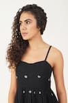 Buy_Indigo Dreams_Black 100% Cotton Hand Woven Circular Jamdani Square Maple Bralette Dress _Online_at_Aza_Fashions