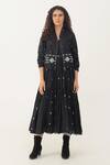 Buy_Indigo Dreams_Black 100% Cotton Hand Woven Geometric Jamdani Maple Bralette Dress With Jacket _at_Aza_Fashions