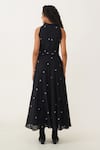 Shop_Indigo Dreams_Black 100% Cotton Hand Woven Circular Jamdani Halter Meadow Maxi Dress _at_Aza_Fashions