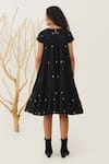 Shop_Indigo Dreams_Black 100% Cotton Hand Woven Circular Jamdani Round Orio Swing Dress _at_Aza_Fashions