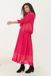 Buy_Indigo Dreams_Pink 100% Cotton Handwoven Jamdani Band Geometric Jacket _Online_at_Aza_Fashions