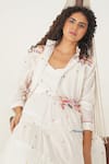 Buy_Indigo Dreams_Ivory 100% Cotton Handwoven Jamdani Band Kora Jacket _at_Aza_Fashions