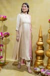 Shop_Sheela Suthar_Ivory Silk Slub Satin Embroidery Stripe Lotus Zardosi A-line Kurta And Pant Set _Online_at_Aza_Fashions