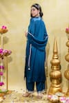 Shop_Sheela Suthar_Blue Silk Slub Satin Embroidery Tassel Lotus Zardosi Straight Kurta And Pant Set _at_Aza_Fashions