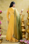 Shop_Sheela Suthar_Yellow Silk Slub Satin Embroidery Tassel Lotus Zardosi Angarkha With Dupatta _at_Aza_Fashions