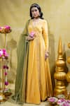 Buy_Sheela Suthar_Yellow Silk Slub Satin Embroidery Tassel Lotus Zardosi Angarkha With Dupatta _Online_at_Aza_Fashions