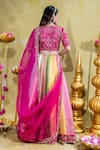 Shop_Sheela Suthar_Multi Color Silk Slub Satin Embroidery Tassel Padmini Lotus Kalidar Lehenga Set _at_Aza_Fashions