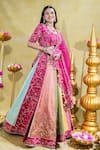 Sheela Suthar_Multi Color Silk Slub Satin Embroidery Tassel Padmini Lotus Kalidar Lehenga Set _at_Aza_Fashions