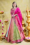 Buy_Sheela Suthar_Multi Color Silk Slub Satin Embroidery Tassel Padmini Lotus Kalidar Lehenga Set 