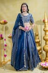 Buy_Sheela Suthar_Blue Soft Organza Embroidery Tassel Cutwork Lotus Zardosi Kalidar Lehenga Set _at_Aza_Fashions