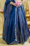 Sheela Suthar_Blue Soft Organza Embroidery Tassel Cutwork Lotus Zardosi Kalidar Lehenga Set _Online_at_Aza_Fashions