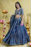 Shop_Sheela Suthar_Blue Soft Organza Embroidery Tassel Cutwork Lotus Zardosi Kalidar Lehenga Set _Online_at_Aza_Fashions