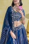 Sheela Suthar_Blue Soft Organza Embroidery Tassel Cutwork Lotus Zardosi Kalidar Lehenga Set _at_Aza_Fashions