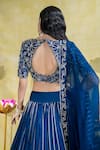 Buy_Sheela Suthar_Blue Soft Organza Embroidery Tassel Cutwork Lotus Zardosi Kalidar Lehenga Set 