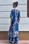 Shop_Limerick by Abirr N' Nanki_Blue Crepe Botanical Tie-up Rene Pattern Kurta With Pant _at_Aza_Fashions