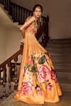 Shop_Limerick by Abirr N' Nanki_Yellow Habutai Silk Floral Halter Serena Printed Lehenga Set _Online_at_Aza_Fashions