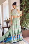 Buy_Limerick by Abirr N' Nanki_Green Habutai Silk Printed Forest Halter Arlene Lehenga Set _at_Aza_Fashions