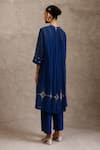 Shop_Chokhi Chorri_Blue Malai Chanderi Silk Embroidered Ari Closed Round Maya Kurta Pant Set _at_Aza_Fashions