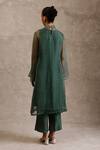 Shop_Chokhi Chorri_Green Pant Dupion Silk Embroidered Zari High Eka Kurta Set _at_Aza_Fashions