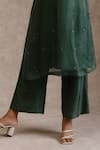 Chokhi Chorri_Green Pant Dupion Silk Embroidered Zari High Eka Kurta Set _Online_at_Aza_Fashions