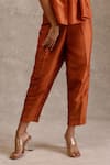 Buy_Chokhi Chorri_Orange Dupion Silk Embroidered Beads Round Chaya Top Pant Set _Online_at_Aza_Fashions