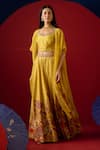 Saundh_Yellow Lehenga And Blouse Pure Silk & Cotton Printed Floral Round Nilofer Set _Online_at_Aza_Fashions