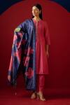 Saundh Pink Kurta And Pant Viscose & Linen Printed Floral Round Nomi Pintucked Set Online at Aza Fashions Saundh_Pink Kurta And Pant Viscose & Linen Printed Floral Round Nomi Pintucked Set _Online_at_Aza_Fashions