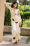 Buy_saangi by shubhangi_Yellow French Satin Printed Floral Collar Abstract Jumpsuit _at_Aza_Fashions