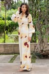 Shop_saangi by shubhangi_Yellow French Satin Printed Floral Collar Abstract Jumpsuit _Online_at_Aza_Fashions