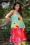 Buy_saangi by shubhangi_Multi Color Chinon Print Floral Off Shoulder Tiered Dress 