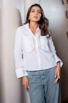 saangi by shubhangi_White Pure Cotton Collar Solid Front Button Down Shirt _Online_at_Aza_Fashions