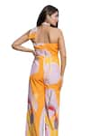 saangi by shubhangi_Multi Color French Crepe Hand Paint Abstract Collar Tie Up Jumpsuit _at_Aza_Fashions